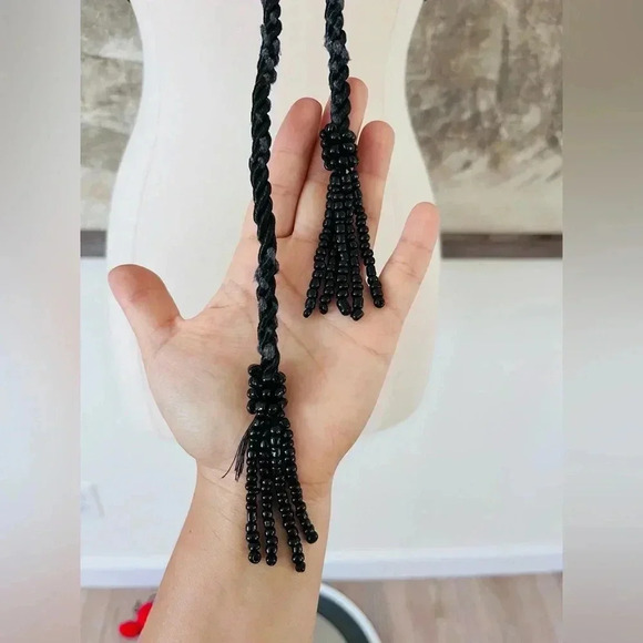 Anthropologie Farm Rio Bandeau Front Cut Out Crop Top in Black Size Small NWOT - Picture 4 of 11